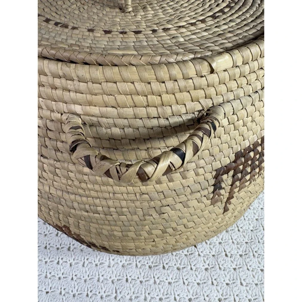 Large Native American Tohono O’odham Papago Style Basket With Lid 15” X 18”